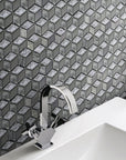 Glass Mosaic Tile in 3D Metallic Silver Cubes | TileBuys