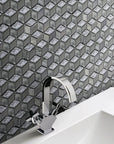 Glass Mosaic Tile in 3D Metallic Silver Cubes | TileBuys