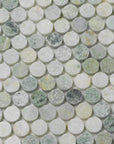 Ming Green Marble Tile Mosaic in 1" Penny Rounds - Polished | TileBuys