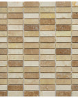 5 Sq Ft of Multi-Color Beige Marble Mosaic Tile - 5/8x2" Mini Bricks - Polished | TileBuys
