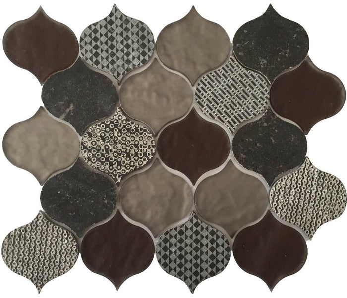 Natural Stone & Glass Mosaic Wall Tile in Panache Rain Drop | TileBuys