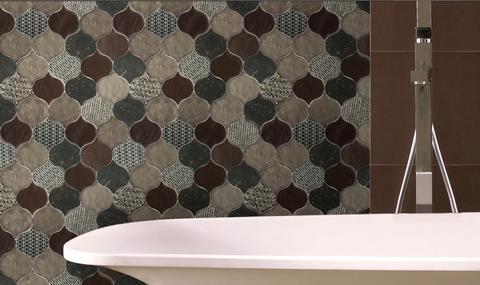 Natural Stone & Glass Mosaic Wall Tile in Panache Rain Drop | TileBuys