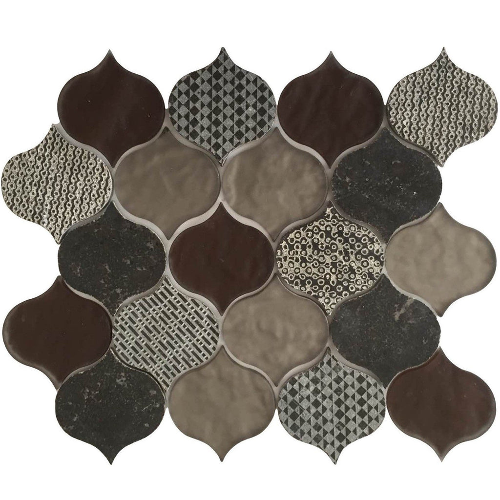 Natural Stone & Glass Mosaic Wall Tile in Panache Rain Drop | TileBuys