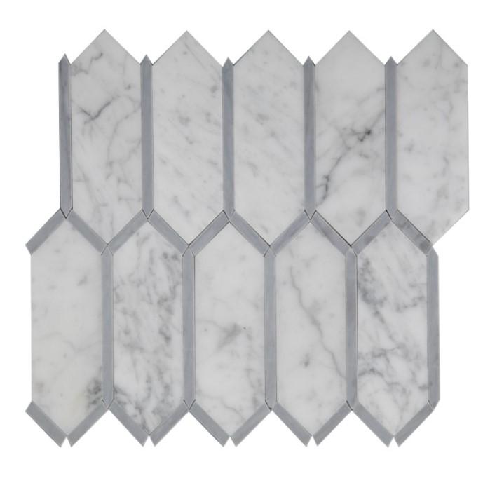 Outline Picket Marble Mosaic Tile in 3 Marble/Color Combinations | TileBuys