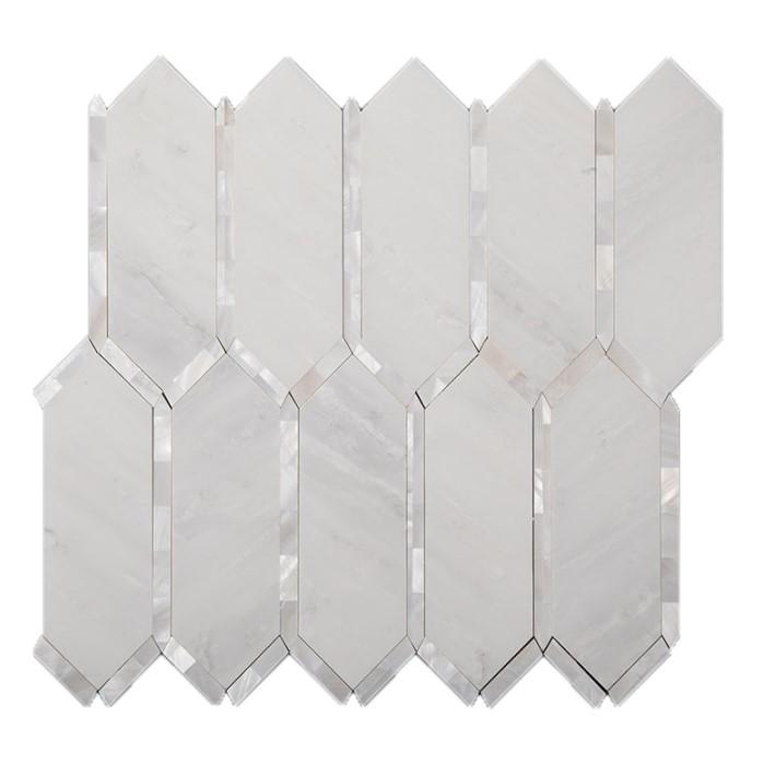 Outline Picket Marble Mosaic Tile in 3 Marble/Color Combinations | TileBuys