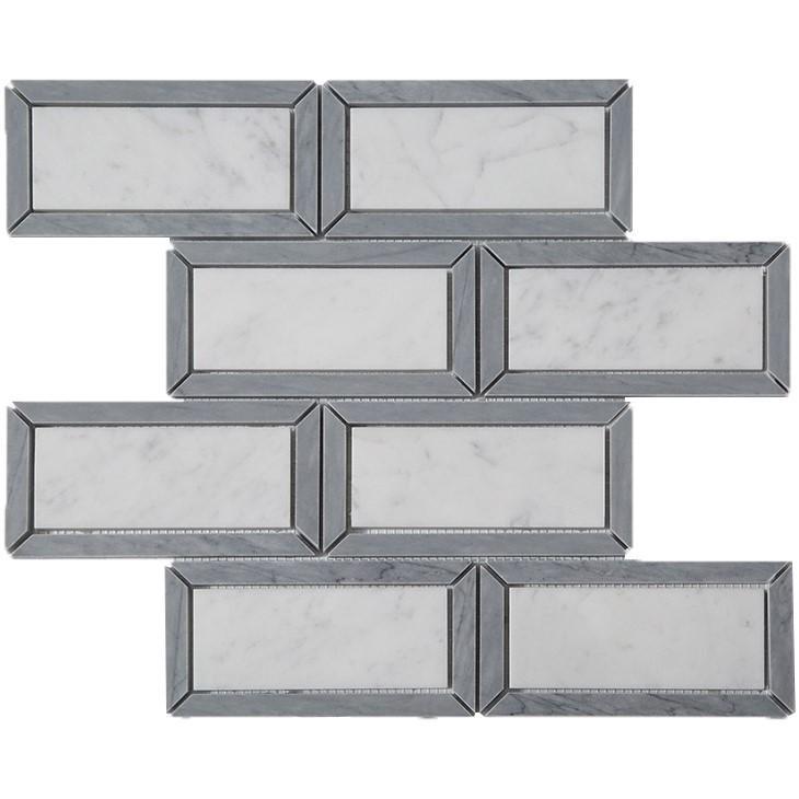 Outlined Subway Bricks Marble Mosaic Tile in 2 Color Combinations | TileBuys