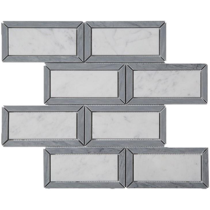 Outlined Subway Bricks Marble Mosaic Tile in 2 Color Combinations | TileBuys