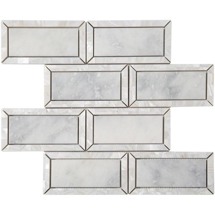 Outlined Subway Bricks Marble Mosaic Tile in 2 Color Combinations | TileBuys