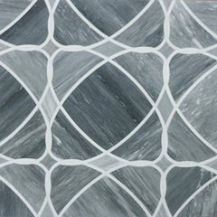 Palissandro Blue and White Thassos Marble Waterjet Mosaic Tile in Neptune | TileBuys