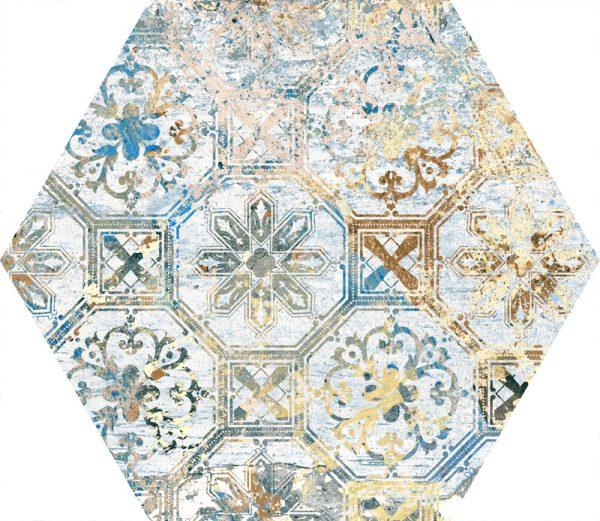 Pink &amp; Blue Bohemian Distressed Carpet Look Porcelain Tile | TileBuys