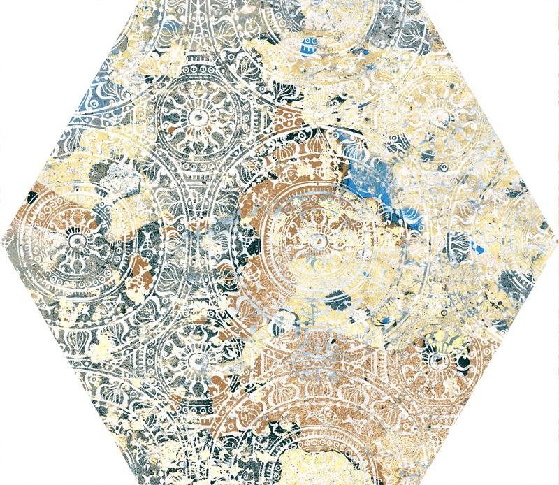 Pink &amp; Blue Bohemian Distressed Carpet Look Porcelain Tile | TileBuys