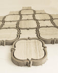 3.9 Sq Ft Silver Oak and Athens Grey Marble Waterjet Mosaic Tile in Moroccan Arabesque | TileBuys