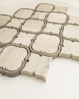 3.9 Sq Ft Silver Oak and Athens Grey Marble Waterjet Mosaic Tile in Moroccan Arabesque | TileBuys