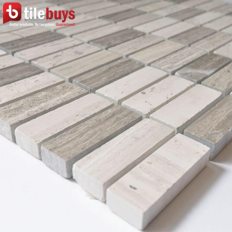 5 Sq Ft of Silver Oak Marble Mosaic Tile - 5/8x2" Mini Bricks - Polished | TileBuys
