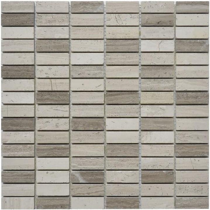 5 Sq Ft of Silver Oak Marble Mosaic Tile - 5/8x2" Mini Bricks - Polished | TileBuys