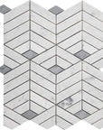 Stacked 3D Chevron Columns Marble Mosaic Tile in Gray and White Marble