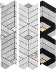 Stacked 3D Chevron Columns Marble Mosaic Tile in 3 Color Combinations | TileBuys