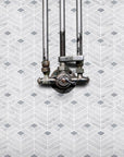 White and Gray Marble 3D Chevron Columns Mosaic Tile Accent Wall