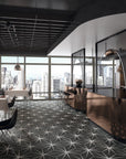 Starburst Pattern Hexagon Porcelain Tiles in Black (10.06 Sq Ft) | TileBuys