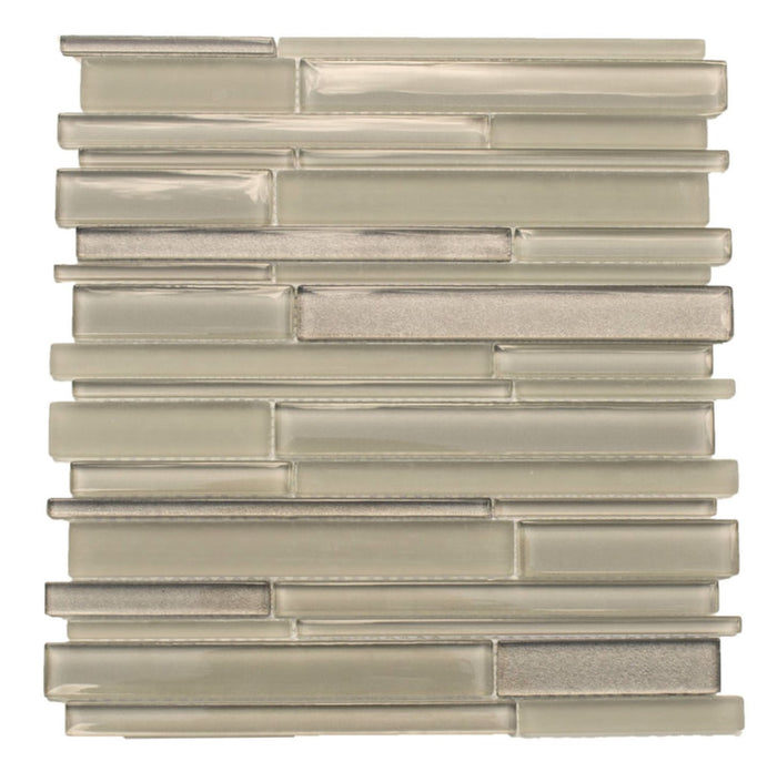5.2 Sq Ft of Taupe Artisan Glass Simple Strip Mosaic Tile in Texas | TileBuys
