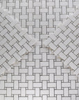 Pearl Weave - Basketweave Mosaic Tile in White Thassos Marble and Mother Of Pearl | TileBuys