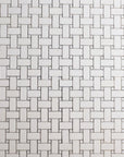 Pearl Weave - Basketweave Mosaic Tile in White Thassos Marble and Mother Of Pearl | TileBuys