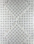 Pearl Weave - Basketweave Mosaic Tile in White Thassos Marble and Mother Of Pearl | TileBuys