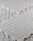 Pearl Weave - Basketweave Mosaic Tile in White Thassos Marble and Mother Of Pearl | TileBuys