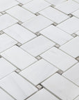 Dolomite and Gray Marble Mosaic Tile Basketweave | TileBuys