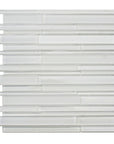 5.2 Sq Ft of White Artisan Glass Simple Strip Mosaic Tile in Vail | TileBuys