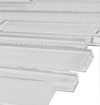 5.2 Sq Ft of White Artisan Glass Simple Strip Mosaic Tile in Vail | TileBuys