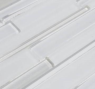 5.2 Sq Ft of White Artisan Glass Simple Strip Mosaic Tile in Vail | TileBuys