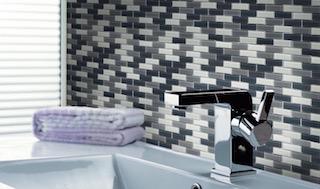 White &amp; Gray Glass Mini Brick Mosaic Wall Tile | TileBuys