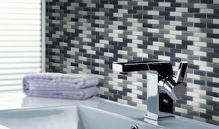White & Gray Glass Mini Brick Mosaic Wall Tile | TileBuys