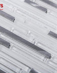 White & Ice Blue Glass Thin Linear Strip Mosaic Wall Tile | TileBuys