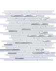 White & Ice Blue Glass Thin Linear Strip Mosaic Wall Tile | TileBuys