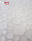 5 Sq Ft of White Ice Glass Mosaic Penny Circle Round Tile | TileBuys