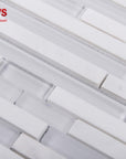White Marble & Glass Linear Strip Mosaic Tile | TileBuys