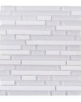 White Marble & Glass Linear Strip Mosaic Tile | TileBuys