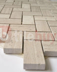 5 Sq Ft of White Oak Marble Mosaic Tile - 1x2" Mini Herringbone Pattern - Polished | TileBuys