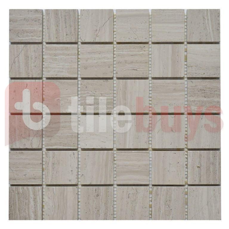 5 Sq Ft of White Oak Marble Mosaic Tile - 2" Squares - Polished | TileBuys