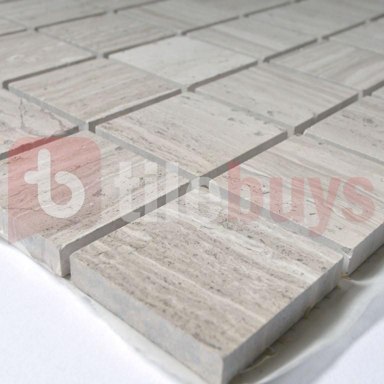 5 Sq Ft of White Oak Marble Mosaic Tile - 2" Squares - Polished | TileBuys
