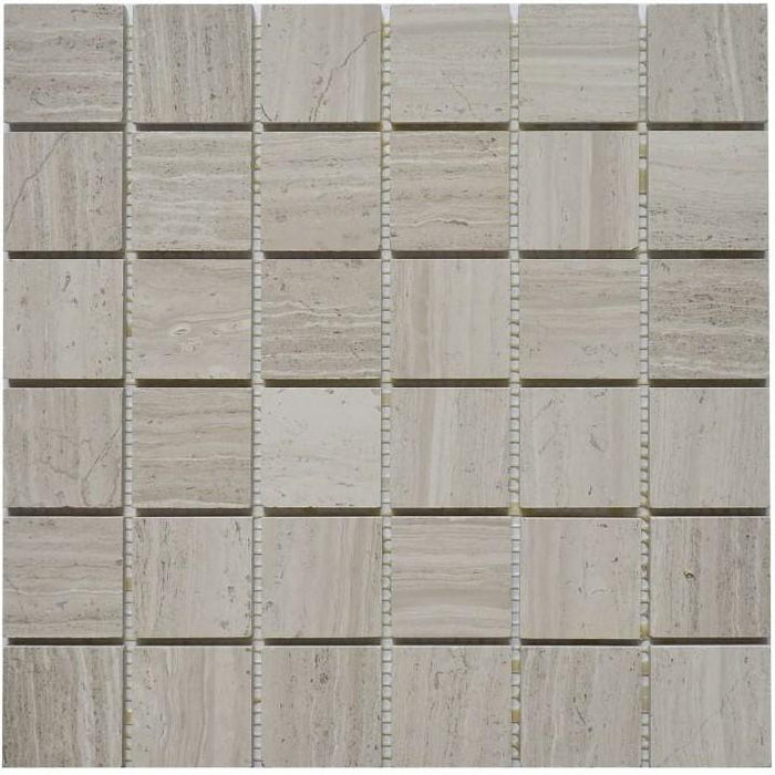 5 Sq Ft of White Oak Marble Mosaic Tile - 2" Squares - Polished | TileBuys