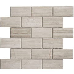 5 Sq Ft of White Oak Marble Mosaic Tile - 2x4" Beveled Brick - Polished | TileBuys