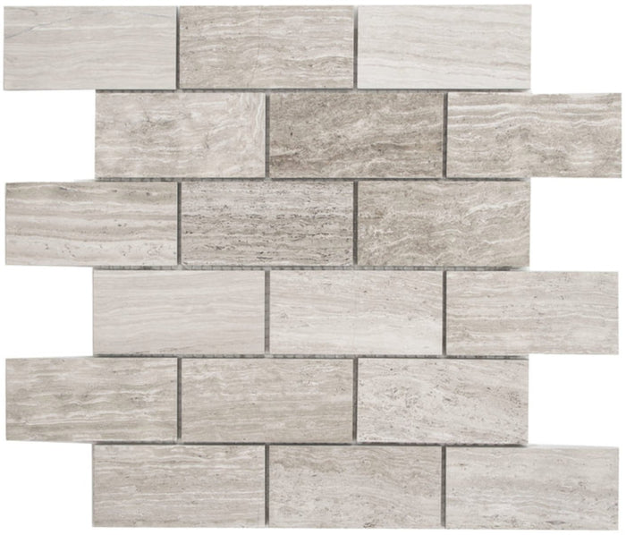 5 Sq Ft of White Oak Marble Mosaic Tile - 2x4" Brick Pattern - Polished | TileBuys