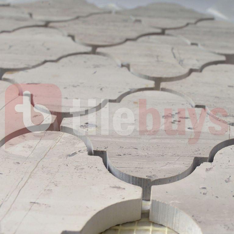 4.4 Sq Ft of White Oak Marble Mosaic Tile - 3" Arabesque Lanterns | TileBuys