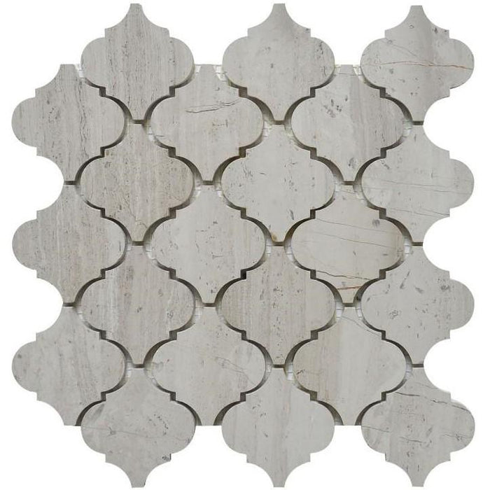 4.4 Sq Ft of White Oak Marble Mosaic Tile - 3" Arabesque Lanterns | TileBuys