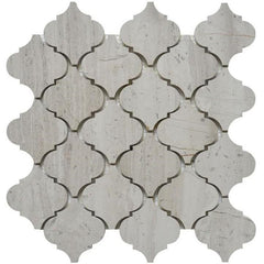 Crema Marfil Marble Arabesque Mosaic Tile - Lantern Shape, Polished, For Backsplash & Floor