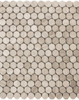 4.8 Sq Ft of White Oak Marble Mosaic Tile - 3/4" Penny Rounds - Honed | TileBuys