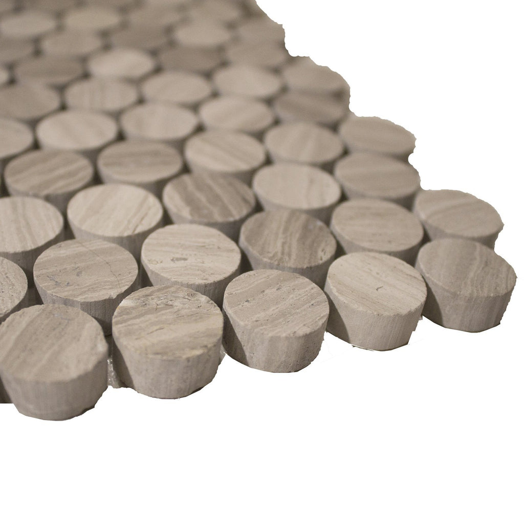 4.8 Sq Ft of White Oak Marble Mosaic Tile - 3/4" Penny Rounds - Honed | TileBuys